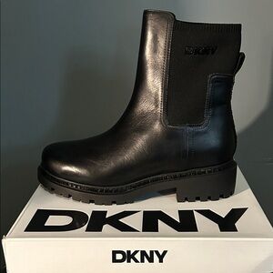 DKNY Black Leather Ankle Booties